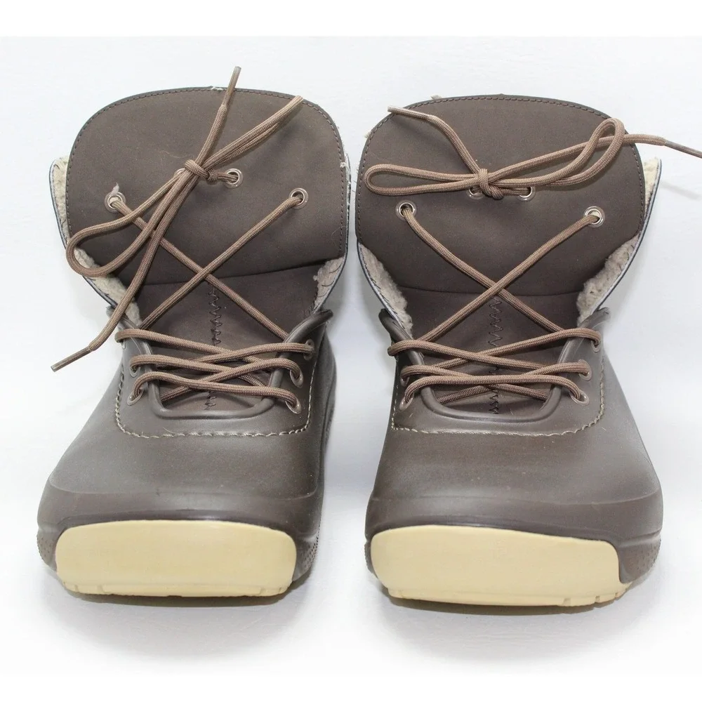 Crocs Blitzen Luxe Convertible Boots Mens Size 9 Brown Faux Fur 201843